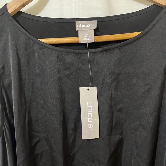 NWT Chico Maxi Sleeveless Black Satin Feel Dress a283 - Picture 2 of 5